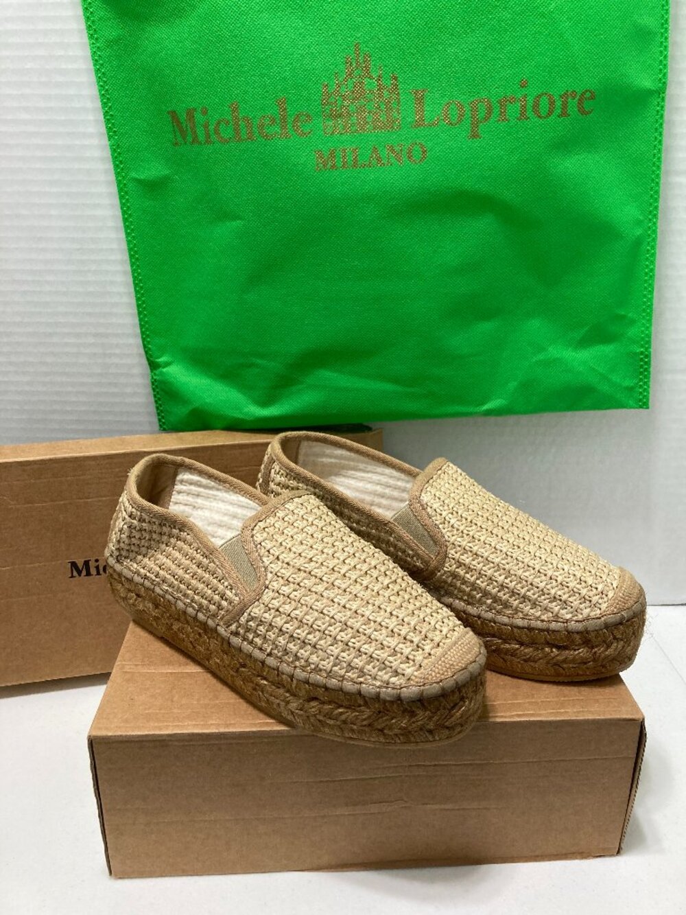 NWBox Michele Lopriore Milano Vanessa Spadrille Shoes Platform Raffia Luxury 38